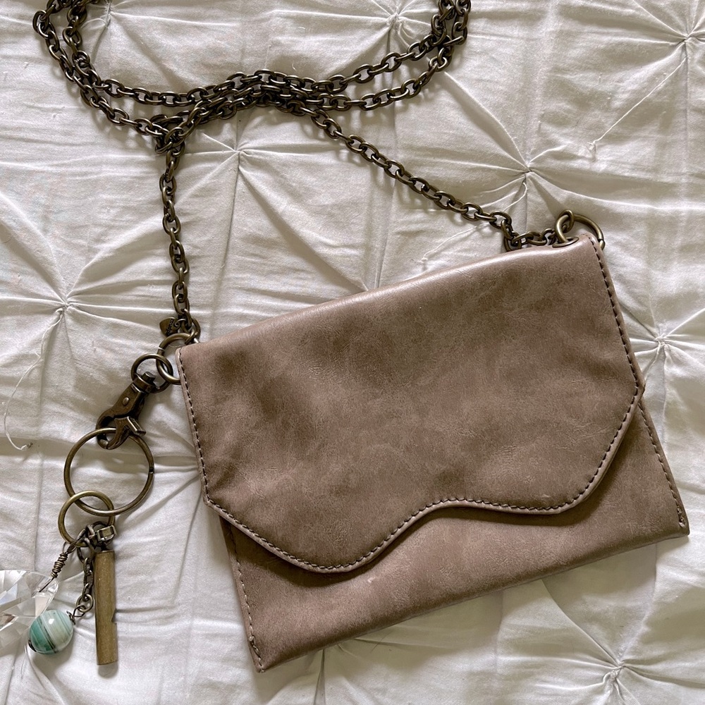 Gray Boho Faux Leather Mini Purse